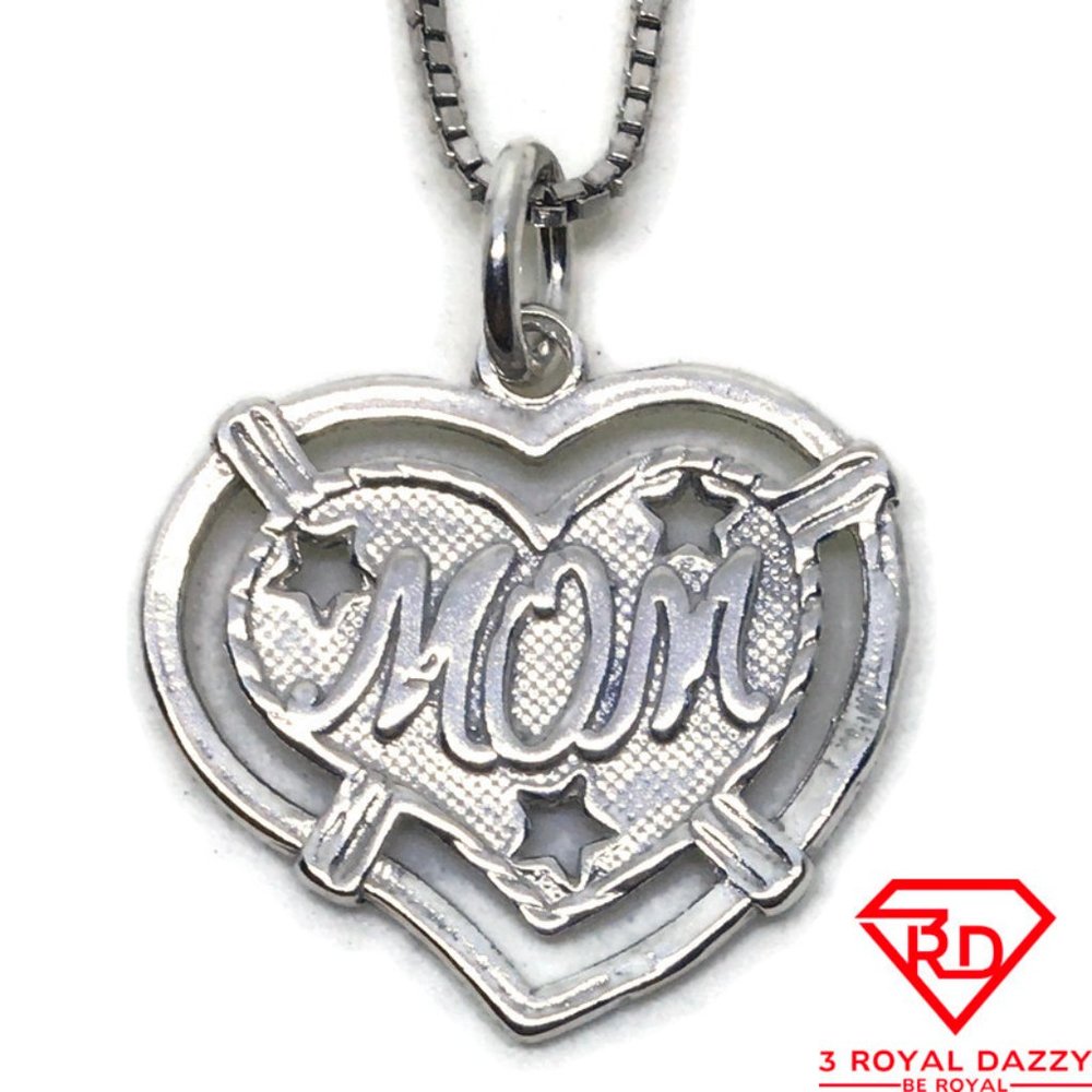 Heart star Mom 3D Pendant 925 Sterling Silver